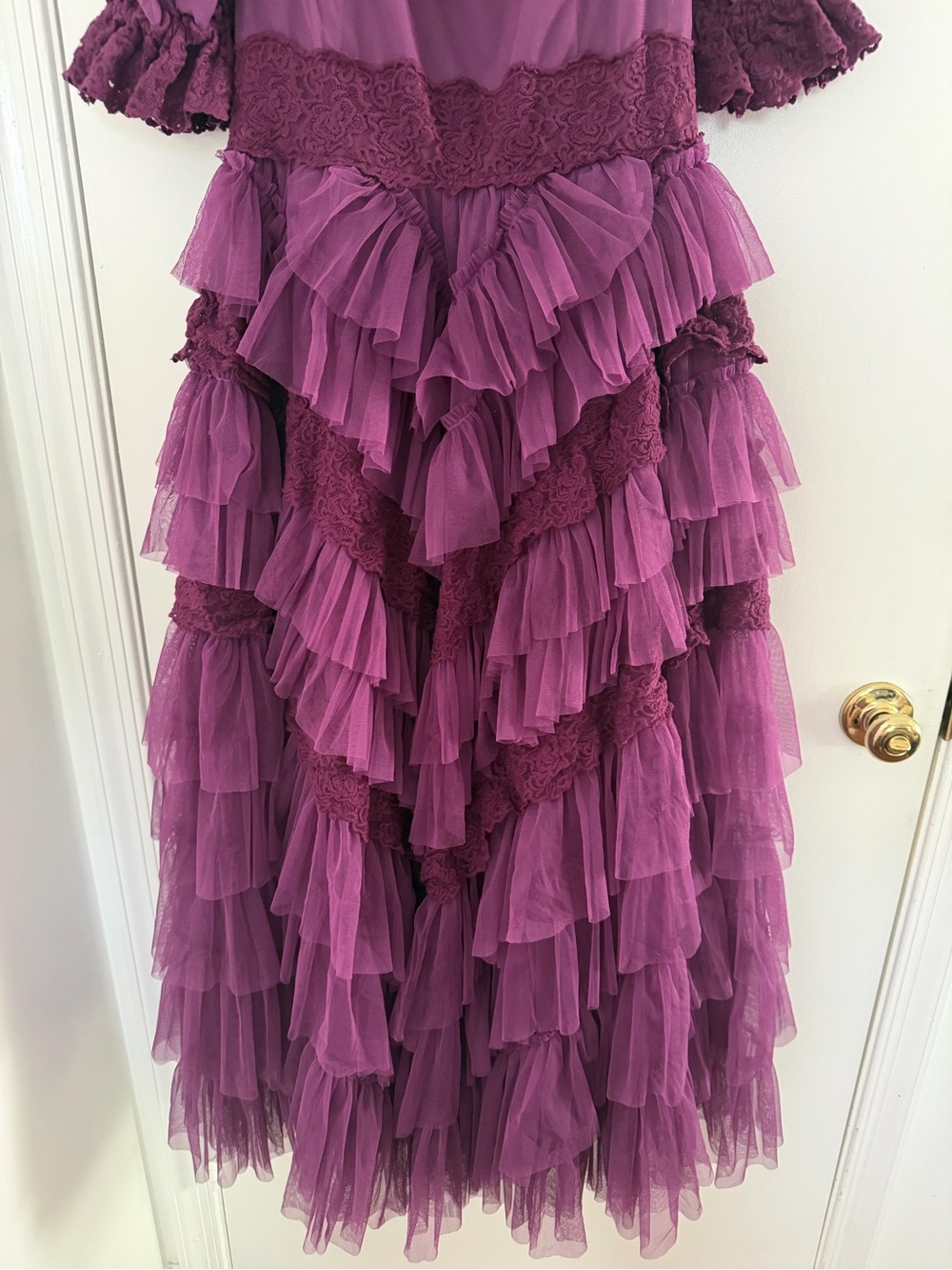 JessaKae Tiered Tulle Maxi Dress XL Plum Fairycore Renaissance    Regencycore - Picture 5 of 11